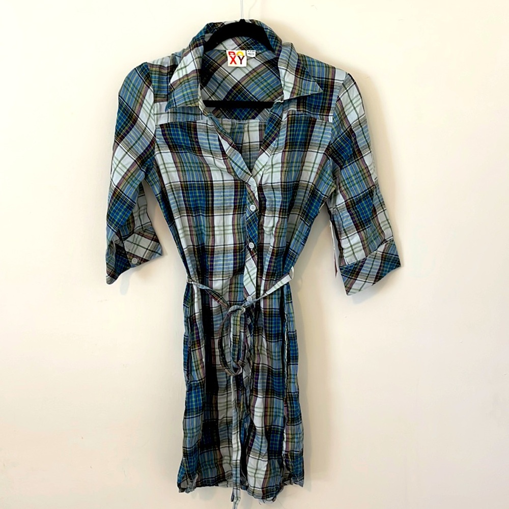 Brand new with tags Roxy plaids shirt dress XS